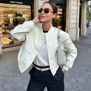 Minimalist Cropped Bomber Jacket | Tailored Edge | Effortless Chic
