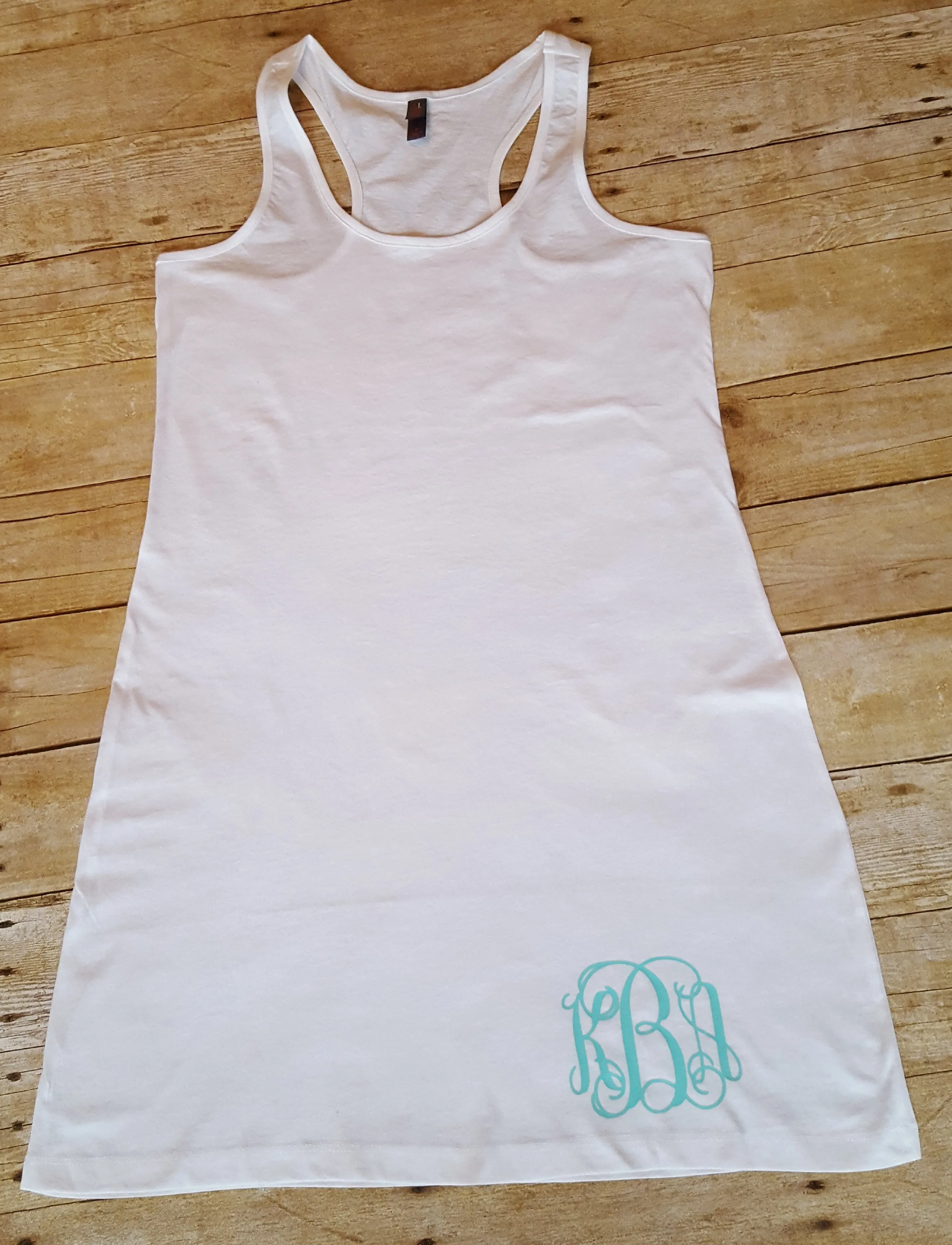 Mint Monogram White Racerback Swim Cover Up