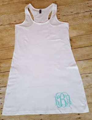 Mint Monogram White Racerback Swim Cover Up
