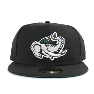 Modesto Athletics New Era 59FIFTY Fitted Hat (Black Hunter Green Under Brim)