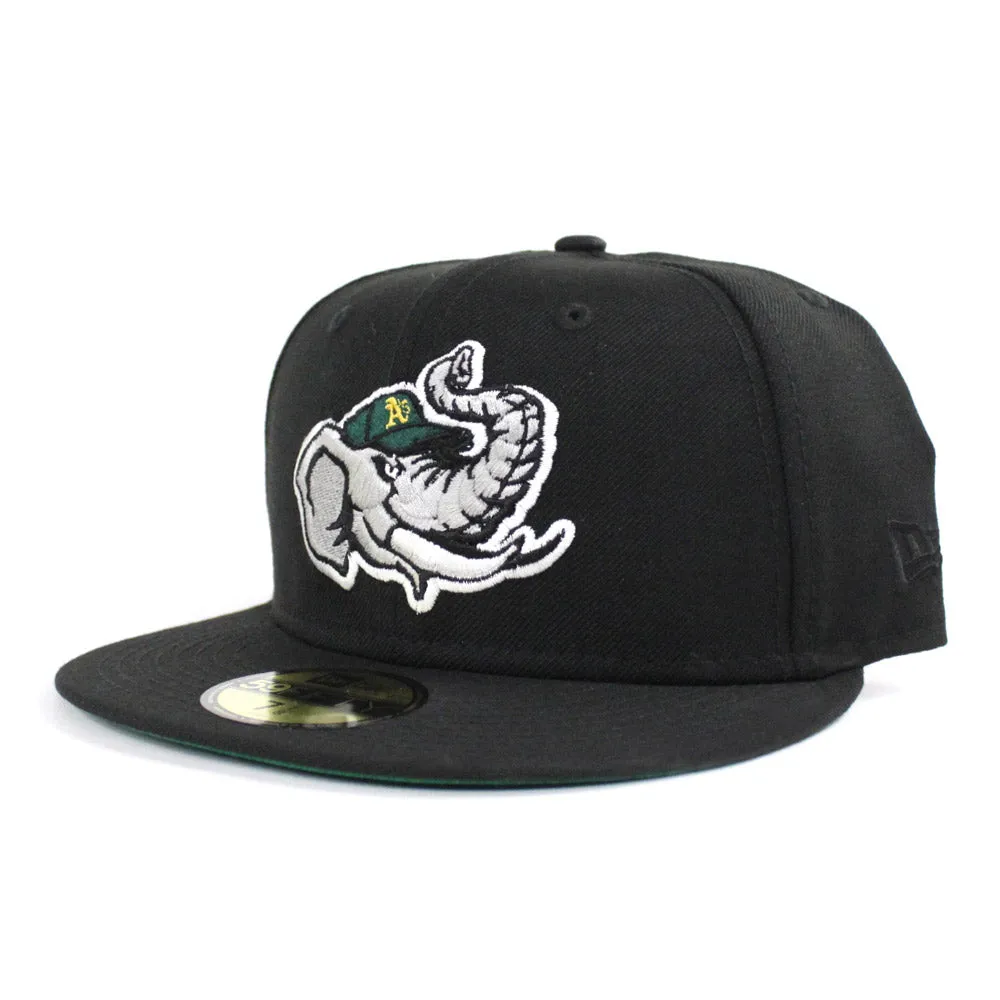 Modesto Athletics New Era 59FIFTY Fitted Hat (Black Hunter Green Under Brim)