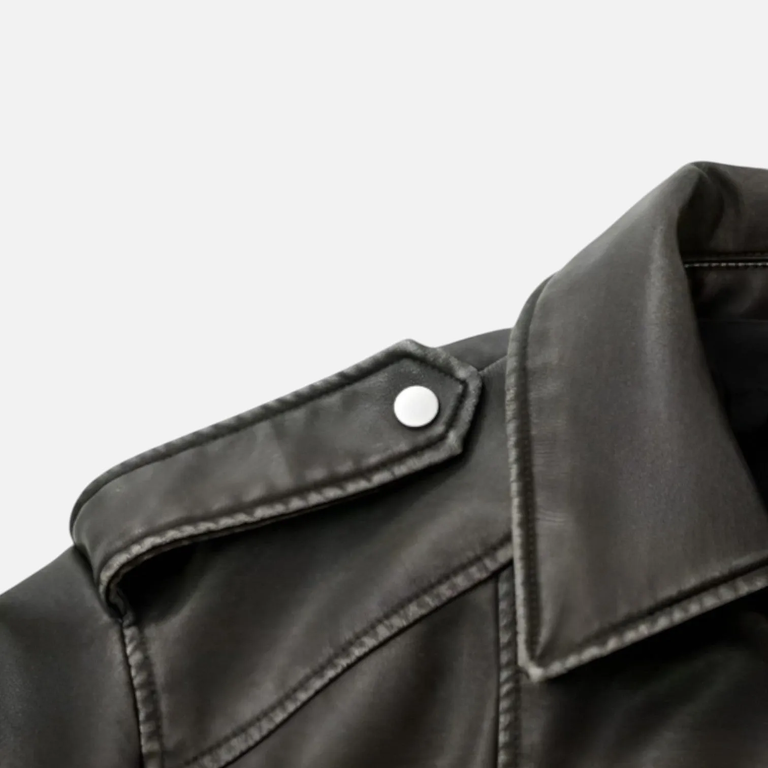 Monacogents | Vintage Grey Leather Belted Jacket