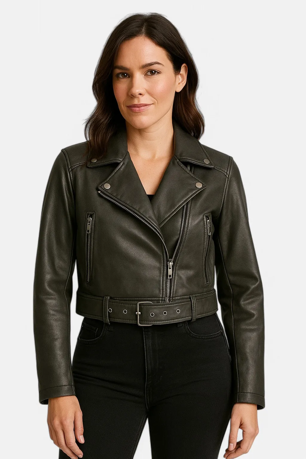 Monacogents | Vintage Grey Leather Belted Jacket