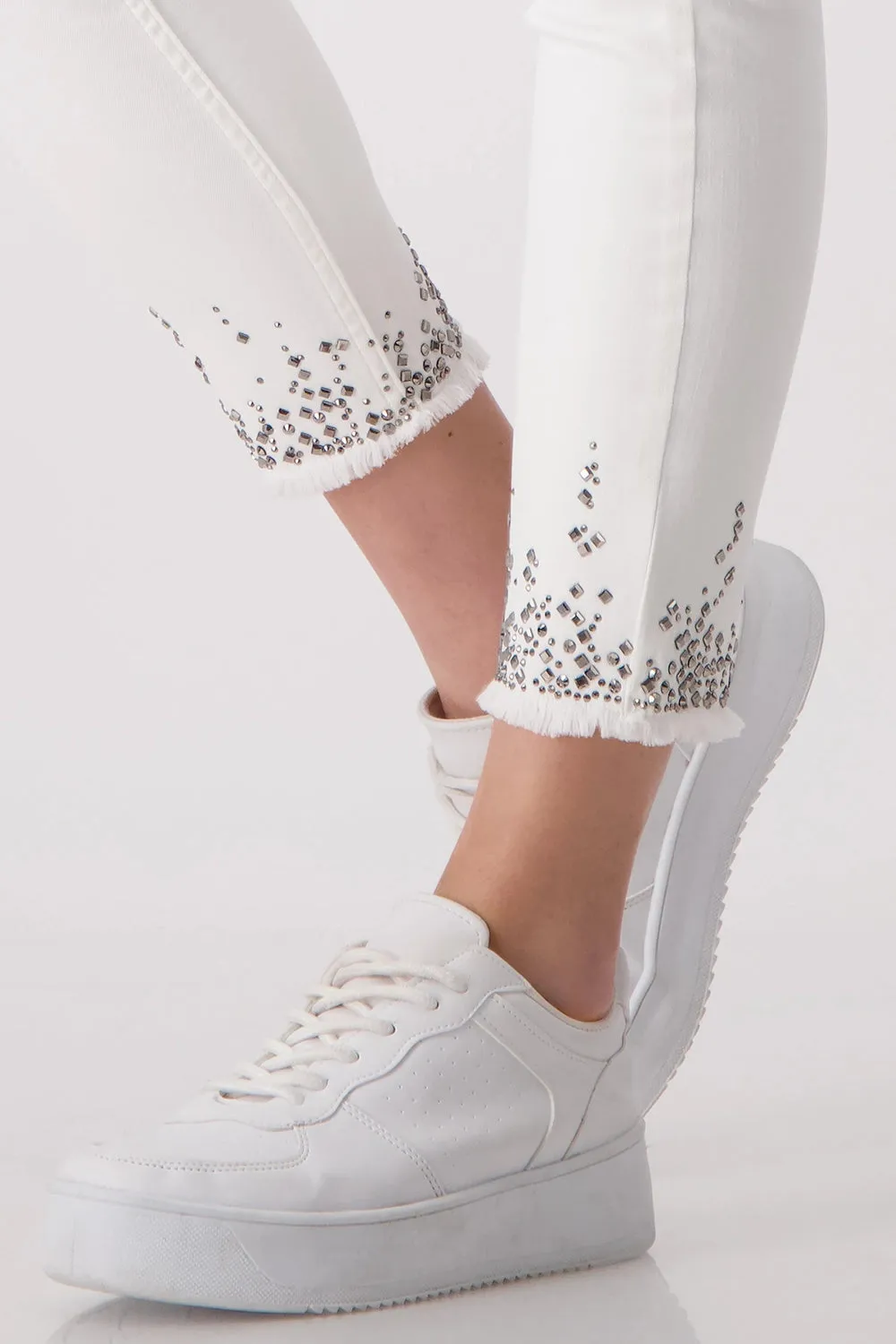 Monari Trendy Jeans with Decorative Hem 408395
