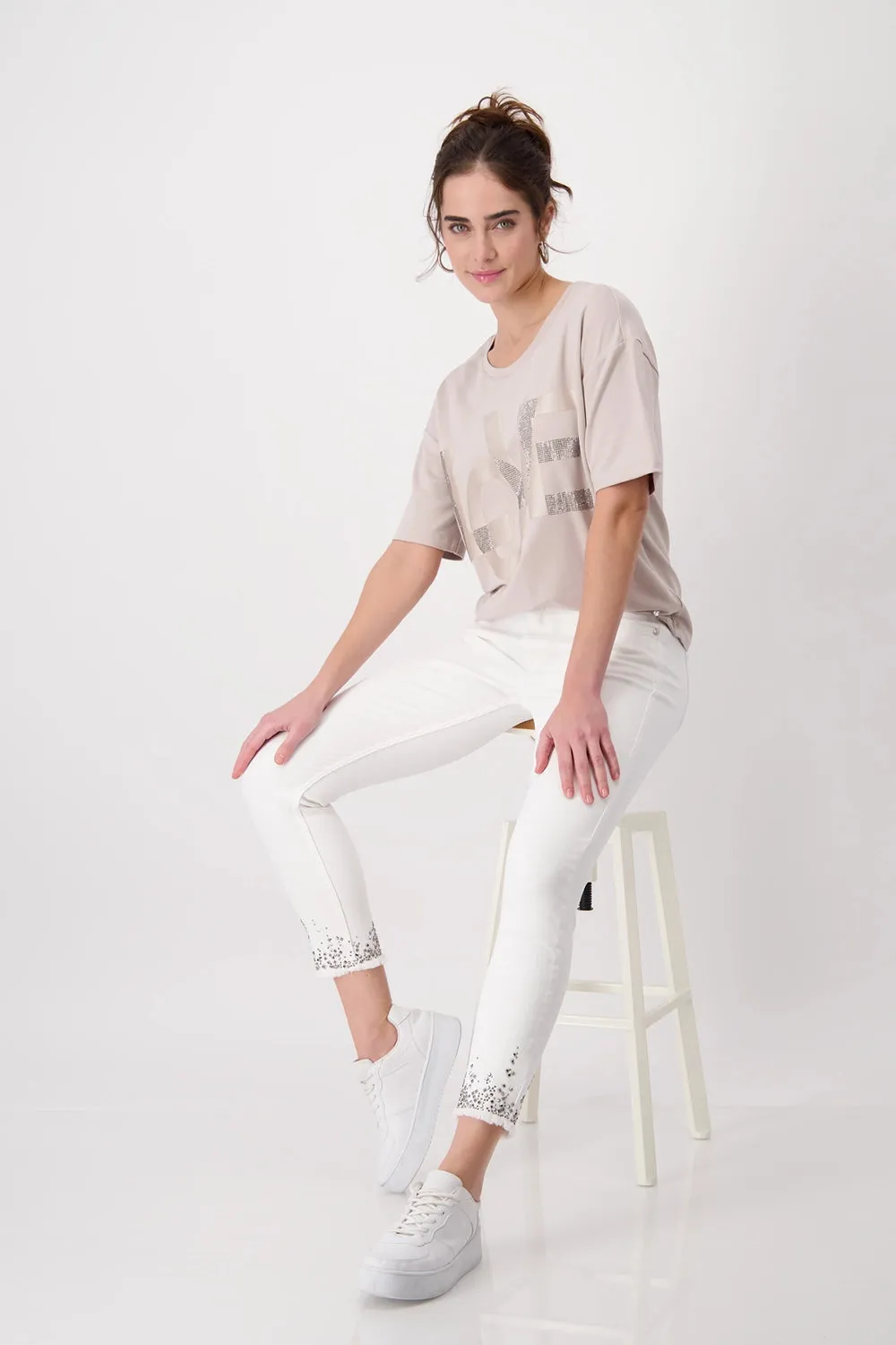 Monari Trendy Jeans with Decorative Hem 408395