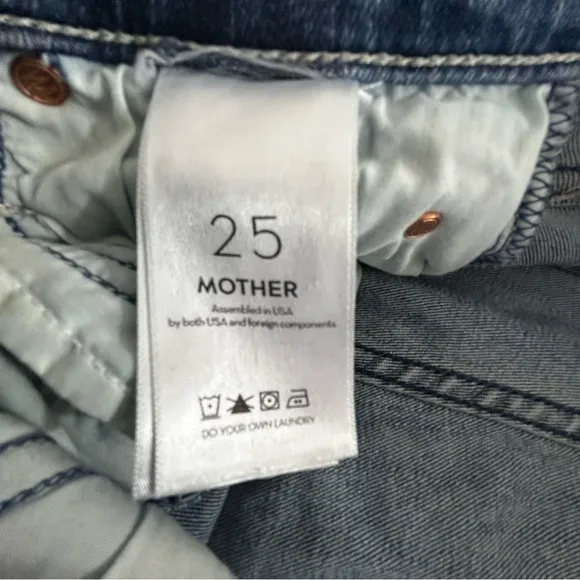 MOTHER The Dazzler Hoover Skinny JEANS 25 Getalongs Ripped Distressed Denim