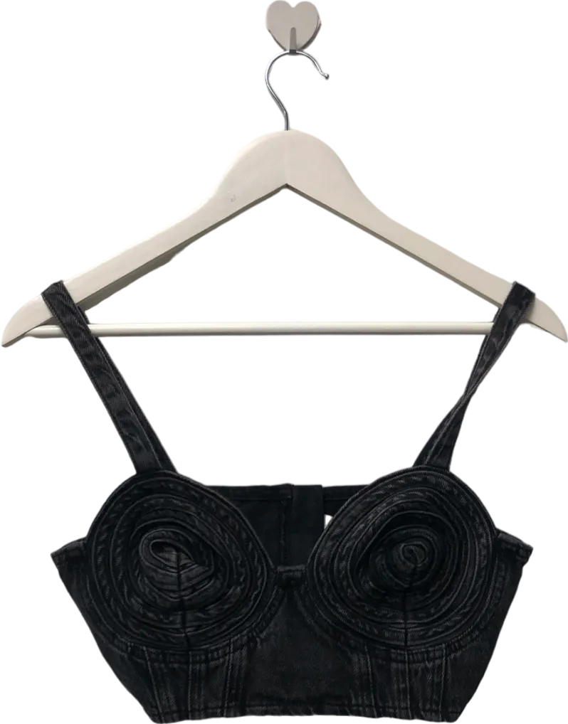 NA - KD Black Cropped Denim Top UK 6