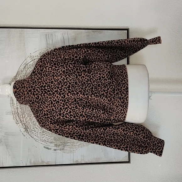 New Marled Animal Print Sweater Jacket Size XS