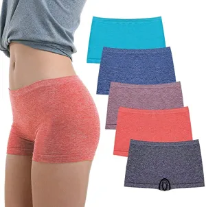 New Ruxia Women's Seamless Boyshort Panties Comfy 5 Pack, Sz L!