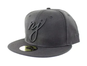 NJ Script New Era 59Fifty Fitted Hats (Black On Black)