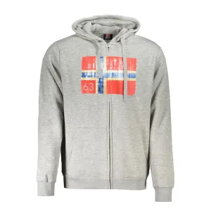 Norway 1963 Gray Cotton Men Sweater with Hood and Zip