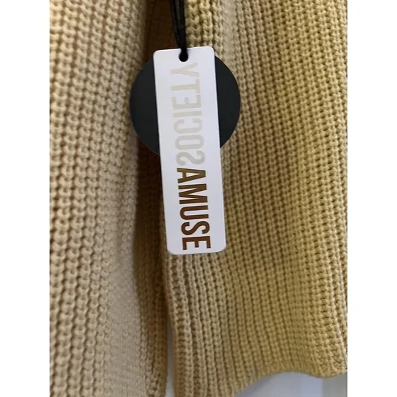 NWT! AMUSE SOCIETY SUNSET ROAD V BACK KNIT SWEATER - GOLDEN HOUR
