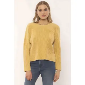 NWT! AMUSE SOCIETY SUNSET ROAD V BACK KNIT SWEATER - GOLDEN HOUR