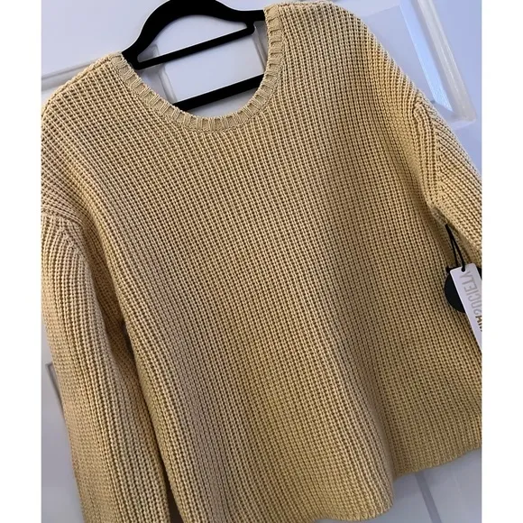 NWT! AMUSE SOCIETY SUNSET ROAD V BACK KNIT SWEATER - GOLDEN HOUR