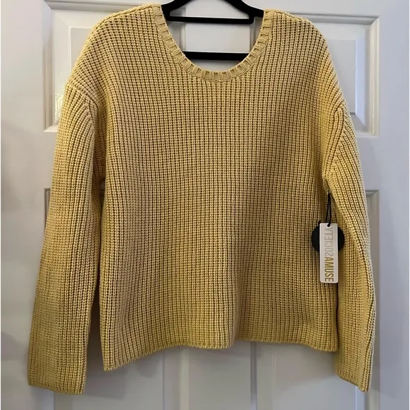 NWT! AMUSE SOCIETY SUNSET ROAD V BACK KNIT SWEATER - GOLDEN HOUR