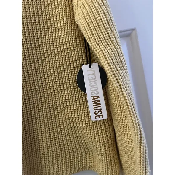 NWT! AMUSE SOCIETY SUNSET ROAD V BACK KNIT SWEATER - GOLDEN HOUR
