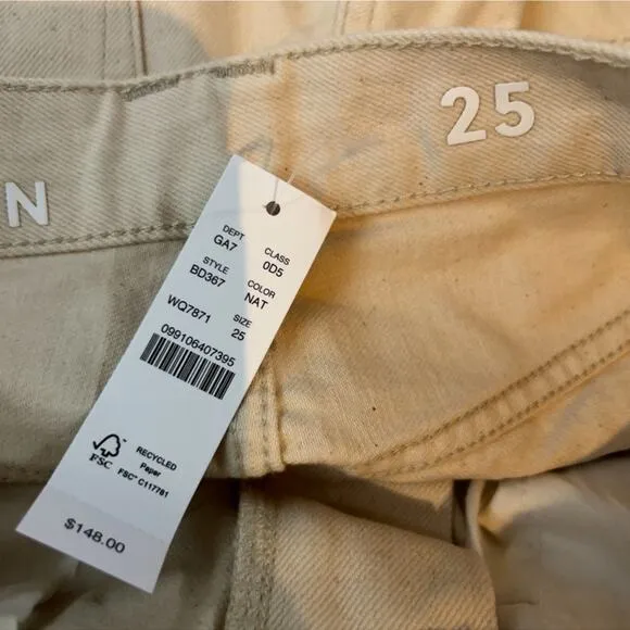 NWT J.Crew Cream Slouchy Boyfriend 100% Cotton Jeans Size 25