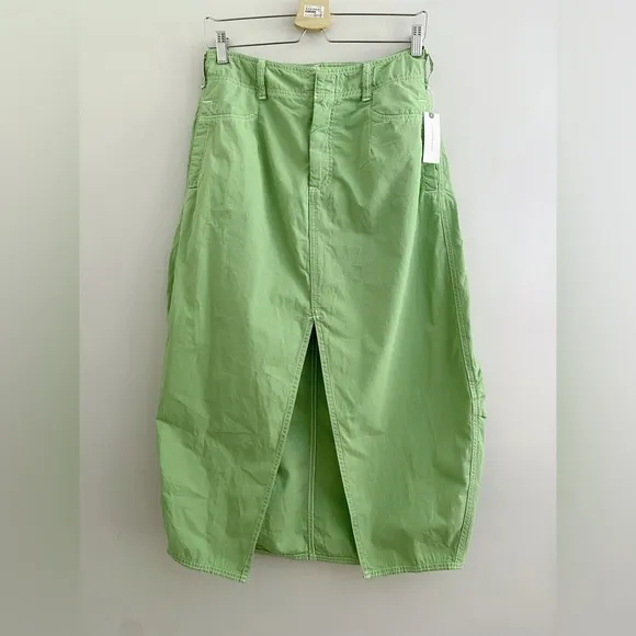 NWT new anthropologie Pilcro Barrel Denim cotton green Midi Skirt 4 new