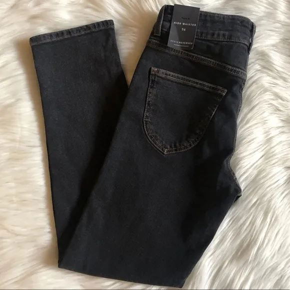 NWT Reserved Denim Black High Waisted Denim Jeans EU 36