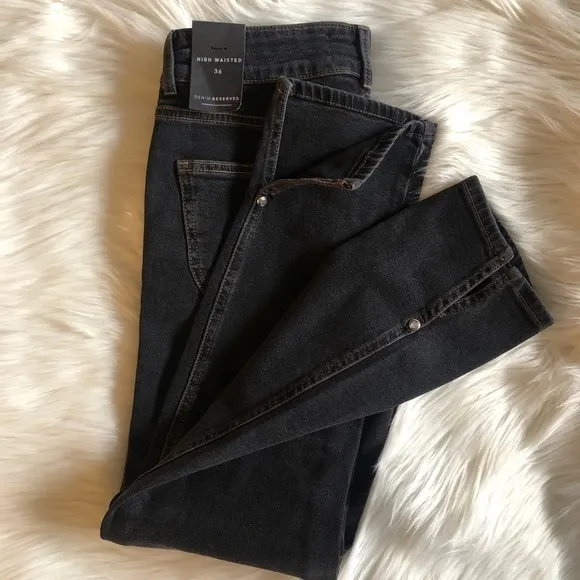 NWT Reserved Denim Black High Waisted Denim Jeans EU 36