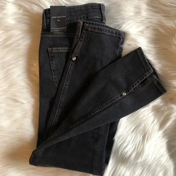 NWT Reserved Denim Black High Waisted Denim Jeans EU 36