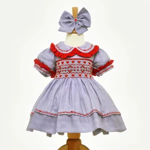 Ocean Baby Grey Girls Smocked Front & Back Petticoat Layered Dress - (NB-6Yrs)