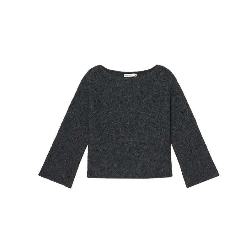 Off-Shoulder Embossed Knit Sweater