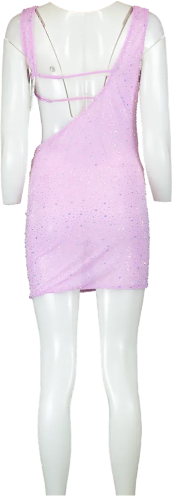 Oh Polly Pink Sequin One Shoulder Mini Dress UK 10