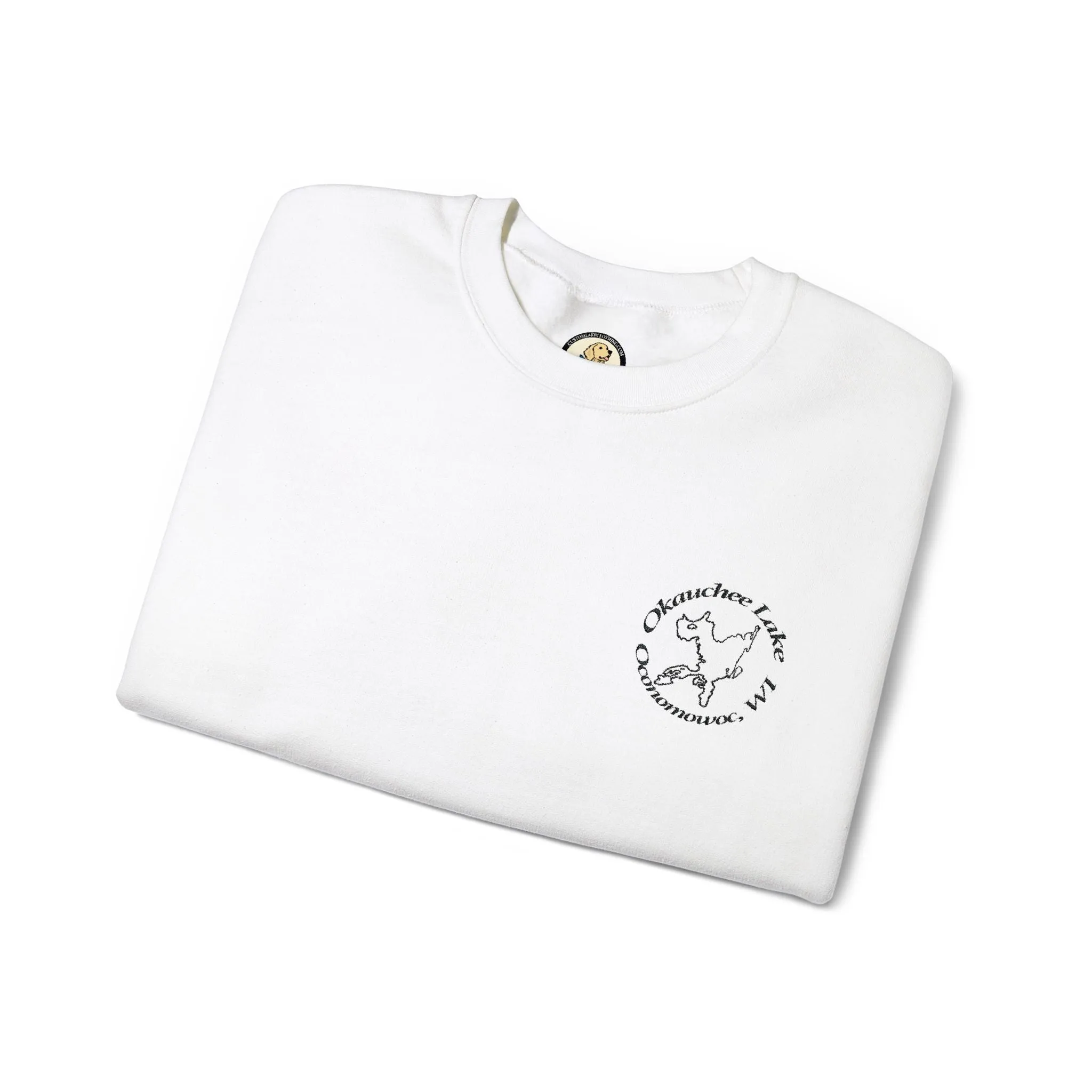 Okauchee Lake Embroidered Circle Text Oconomowoc WIUnisex Heavy Blend™ Crewneck Sweatshirt