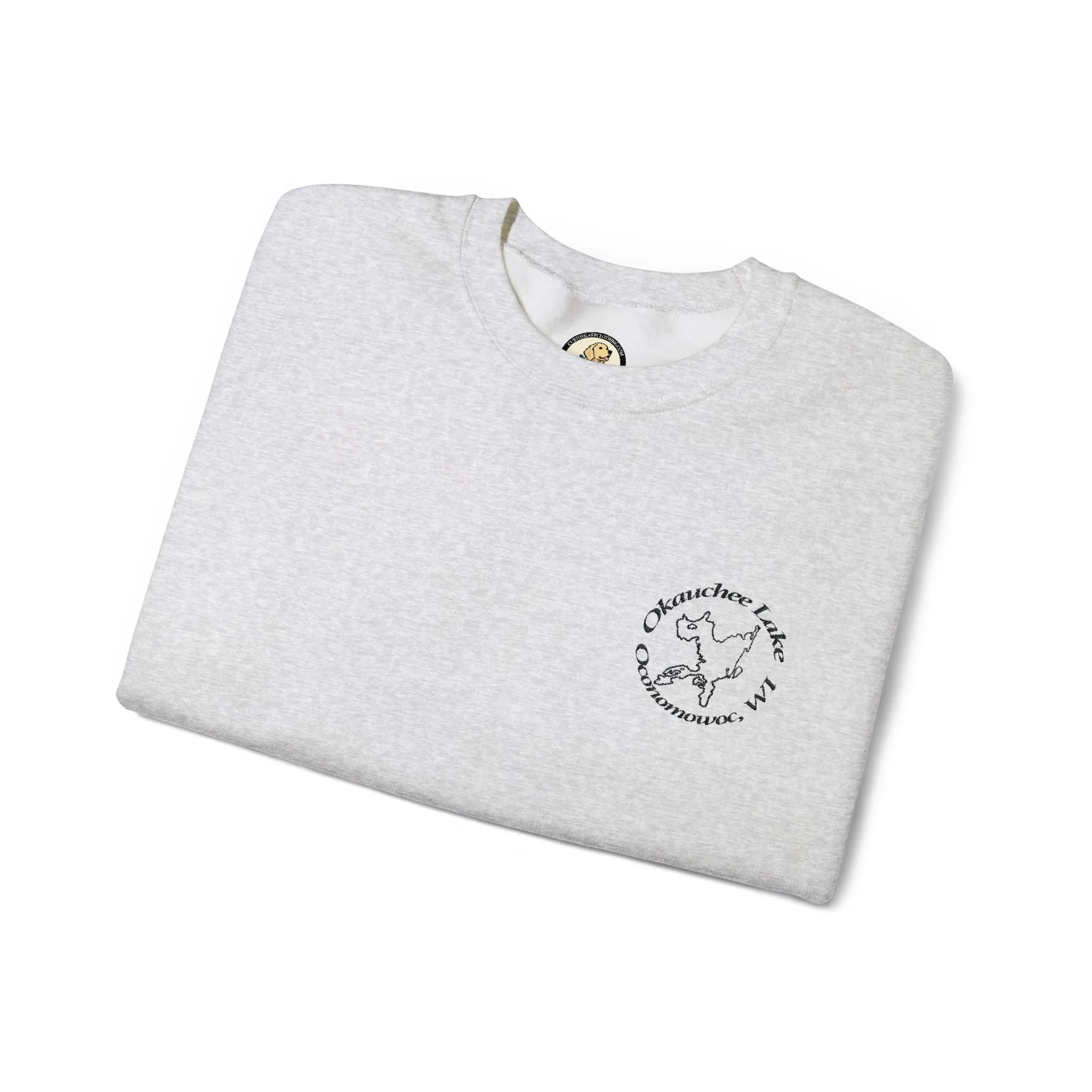 Okauchee Lake Embroidered Circle Text Oconomowoc WIUnisex Heavy Blend™ Crewneck Sweatshirt