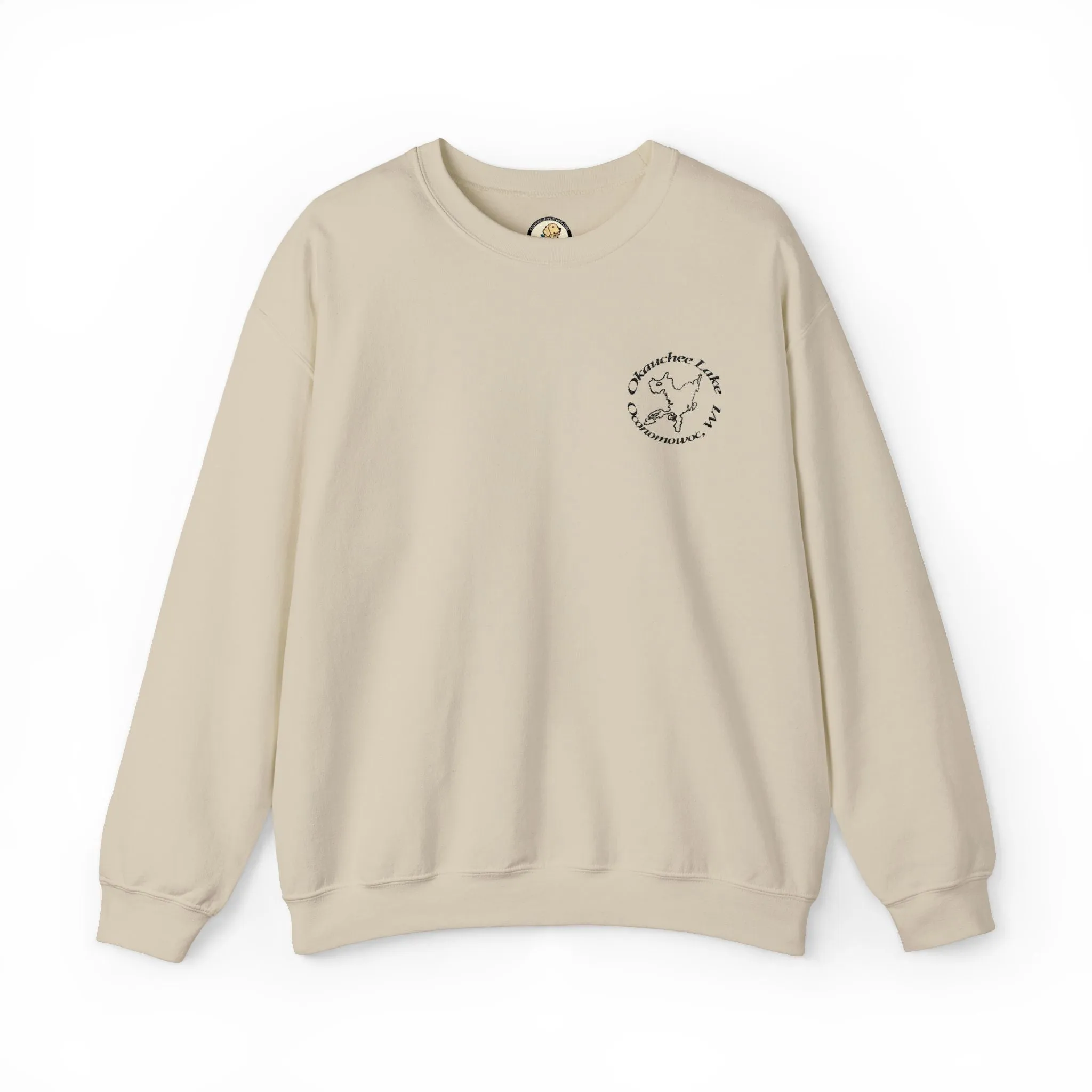 Okauchee Lake Embroidered Circle Text Oconomowoc WIUnisex Heavy Blend™ Crewneck Sweatshirt