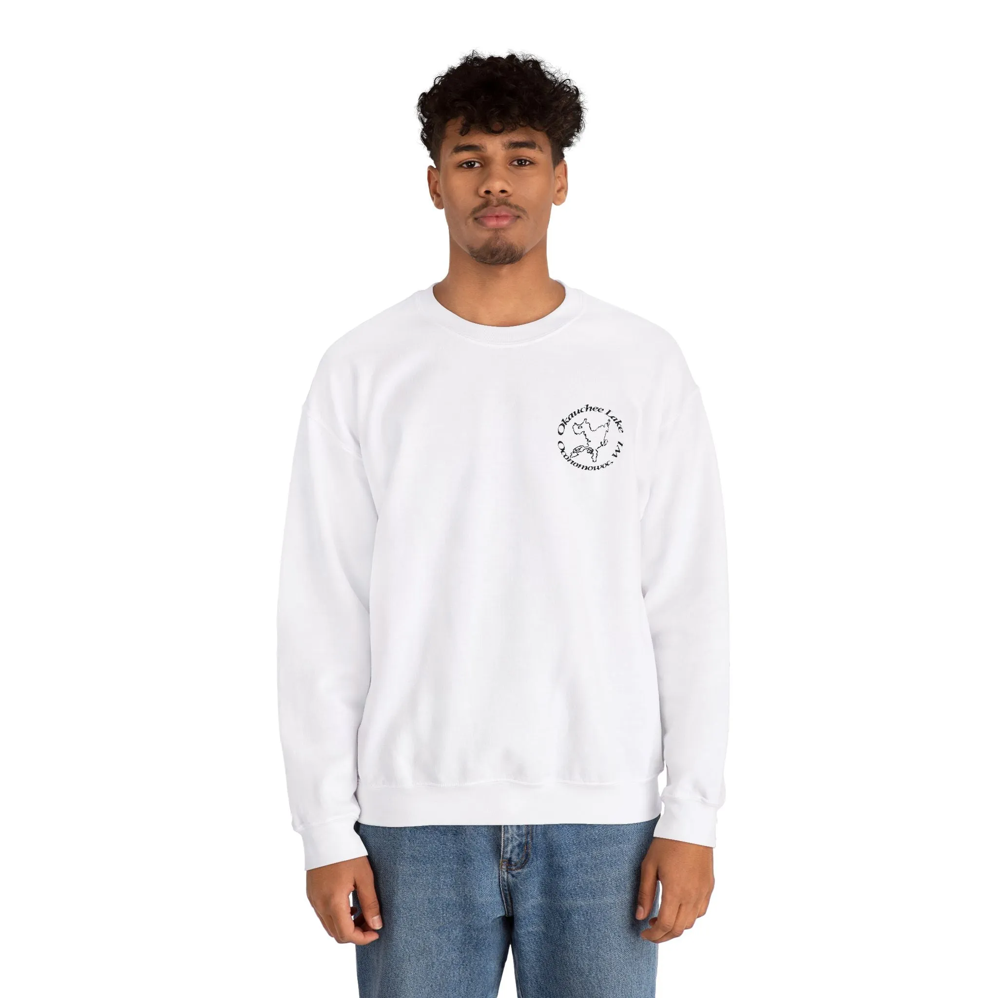 Okauchee Lake Embroidered Circle Text Oconomowoc WIUnisex Heavy Blend™ Crewneck Sweatshirt