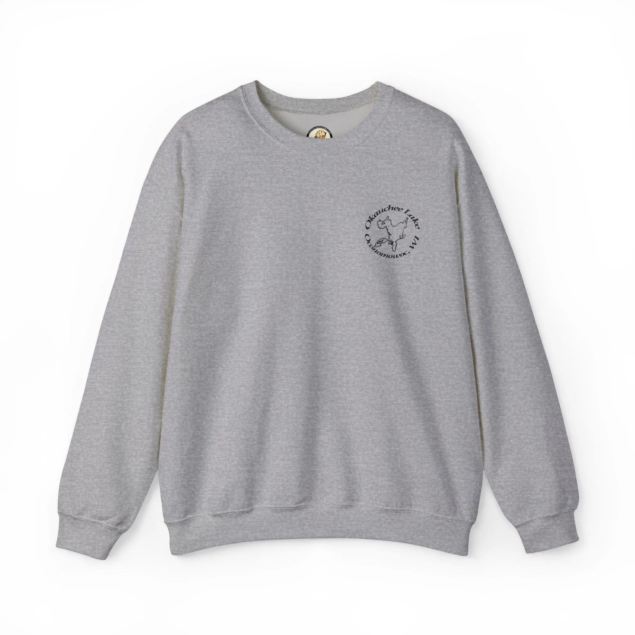 Okauchee Lake Embroidered Circle Text Oconomowoc WIUnisex Heavy Blend™ Crewneck Sweatshirt