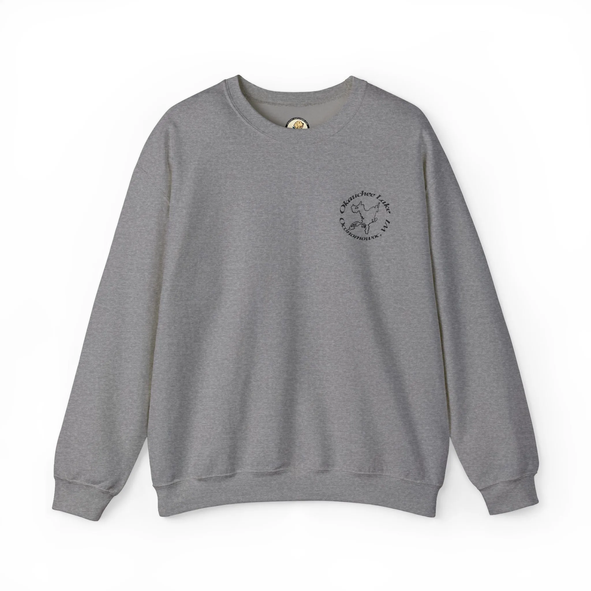 Okauchee Lake Embroidered Circle Text Oconomowoc WIUnisex Heavy Blend™ Crewneck Sweatshirt