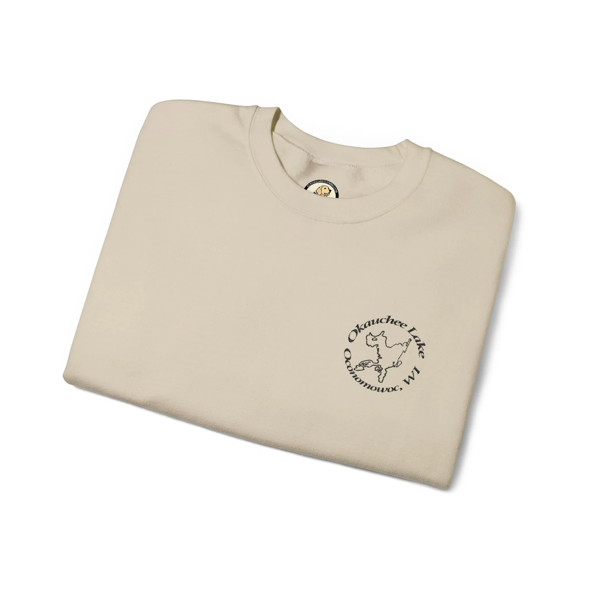 Okauchee Lake Embroidered Circle Text Oconomowoc WIUnisex Heavy Blend™ Crewneck Sweatshirt