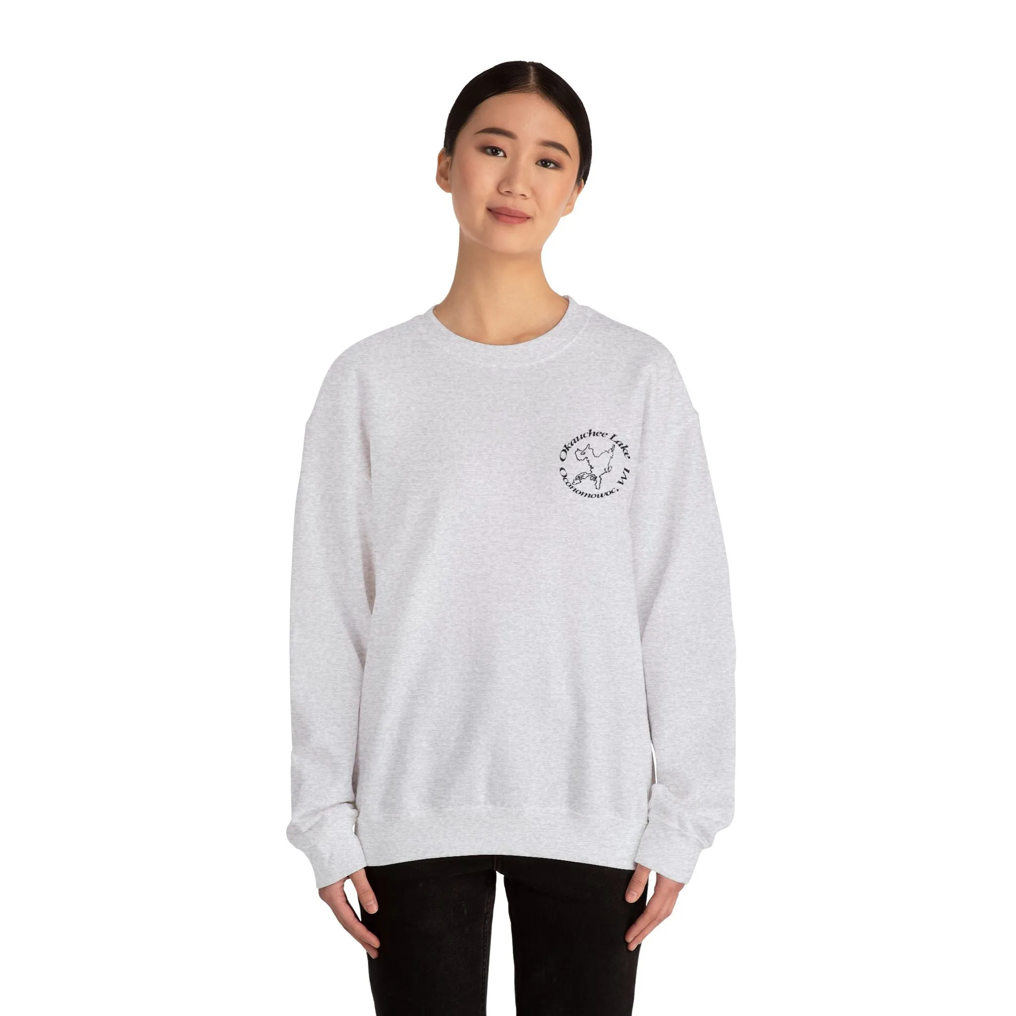Okauchee Lake Embroidered Circle Text Oconomowoc WIUnisex Heavy Blend™ Crewneck Sweatshirt