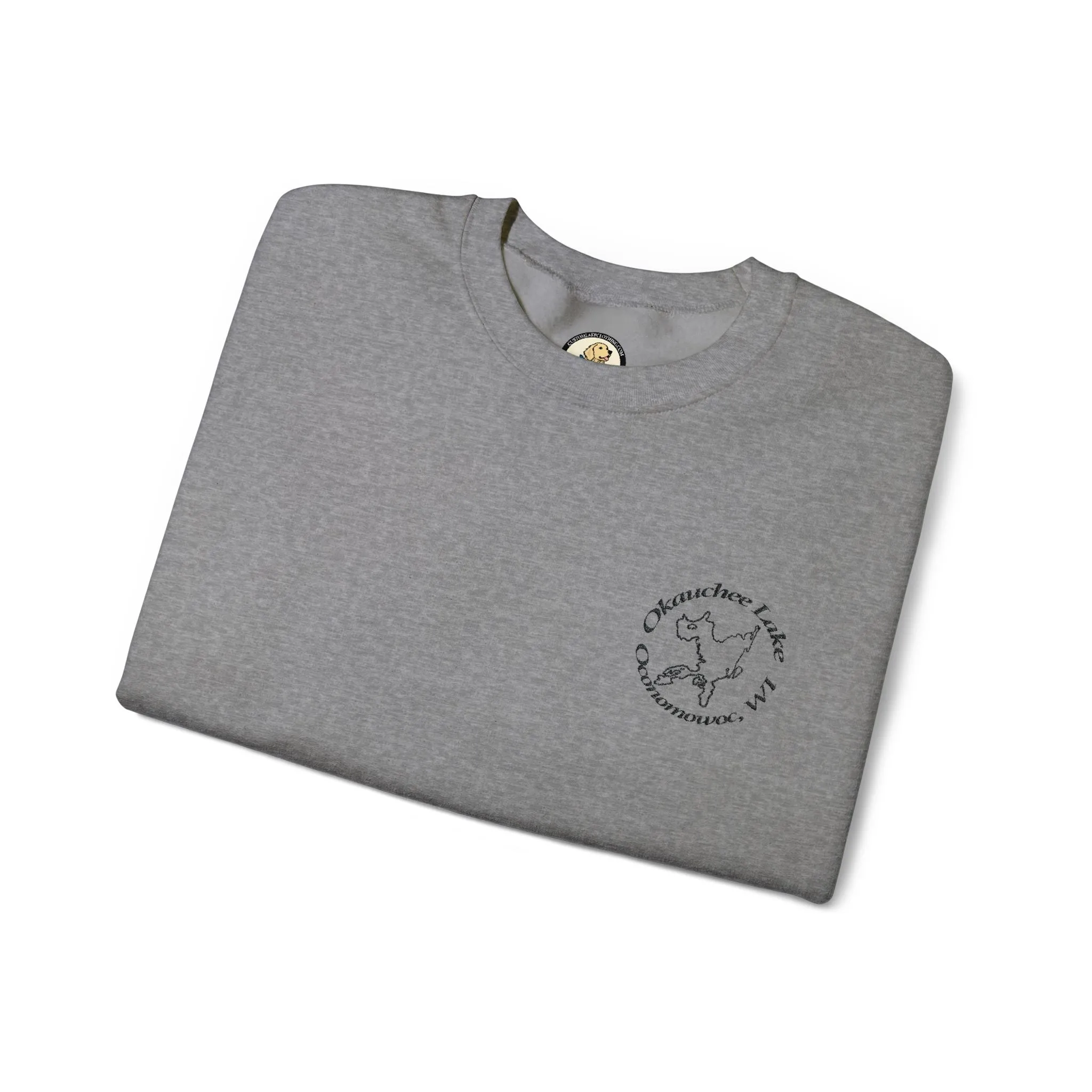 Okauchee Lake Embroidered Circle Text Oconomowoc WIUnisex Heavy Blend™ Crewneck Sweatshirt