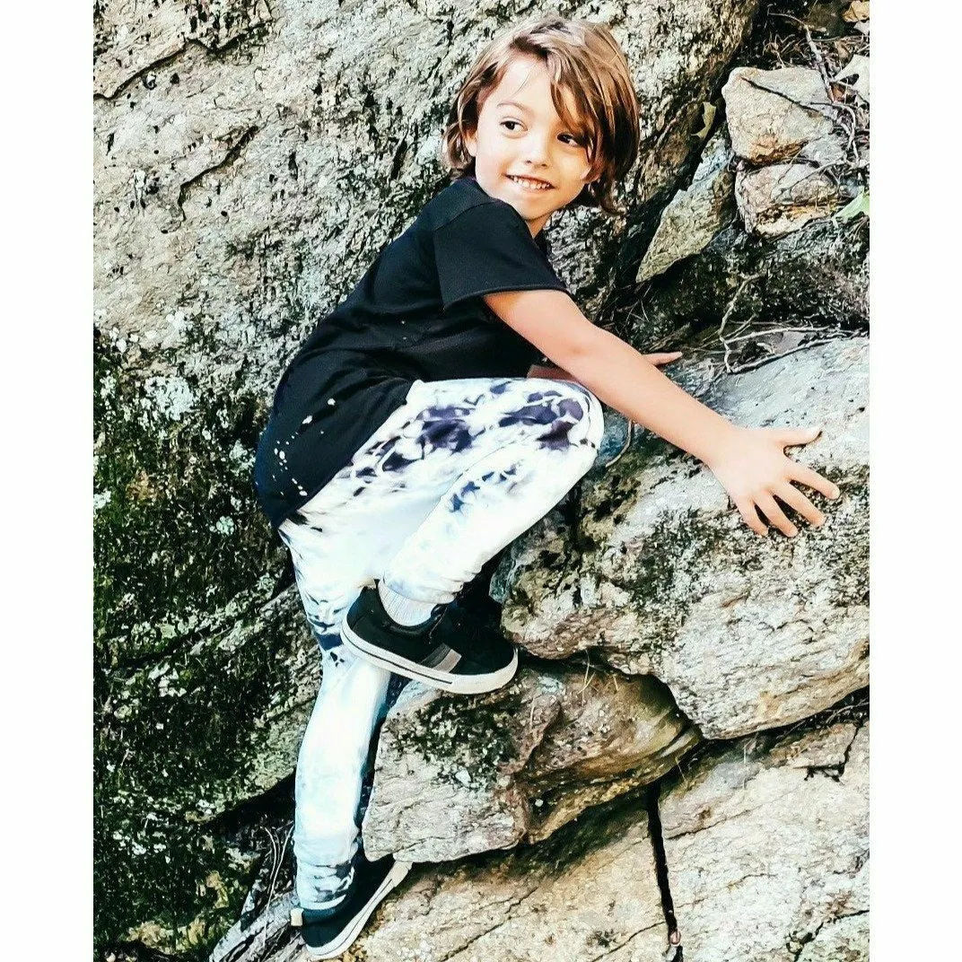 Organic Malibu Joggers Marble Tie Dye Black/White