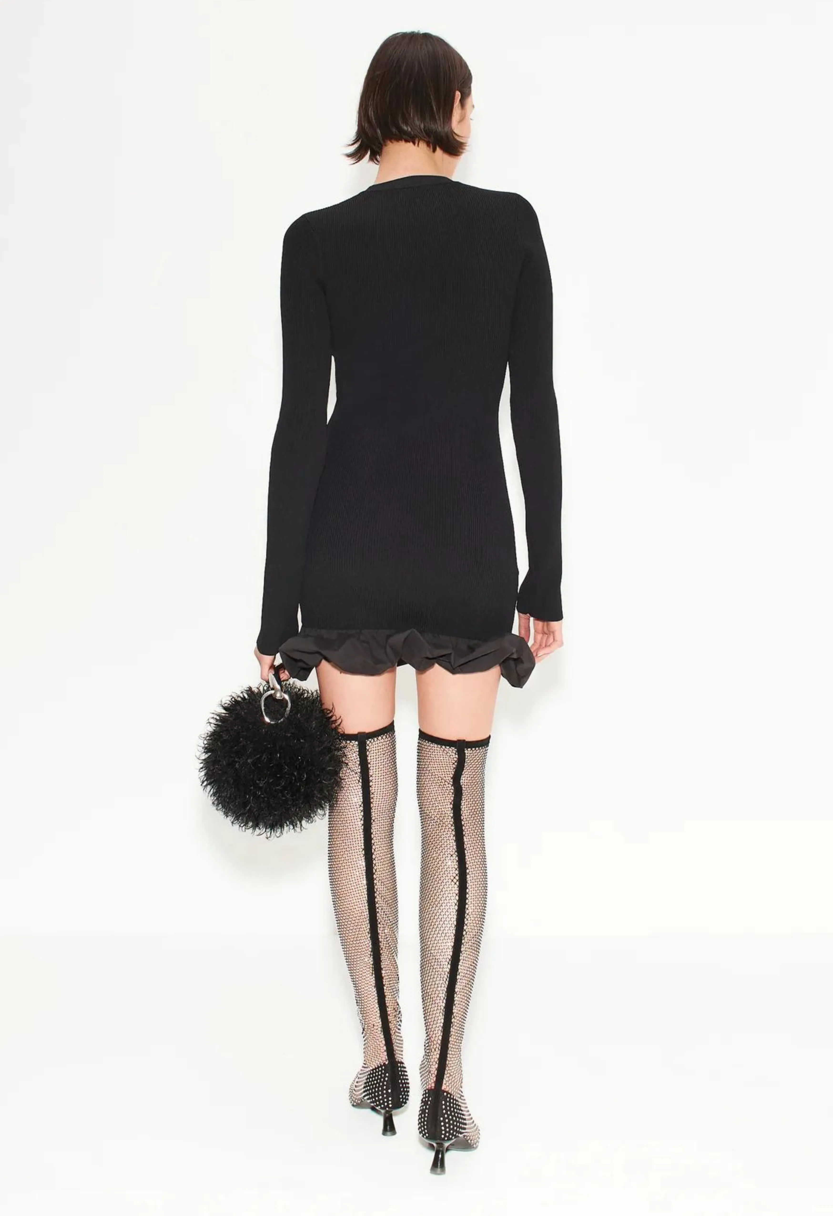 Otton Knit Poplin Dress in Black