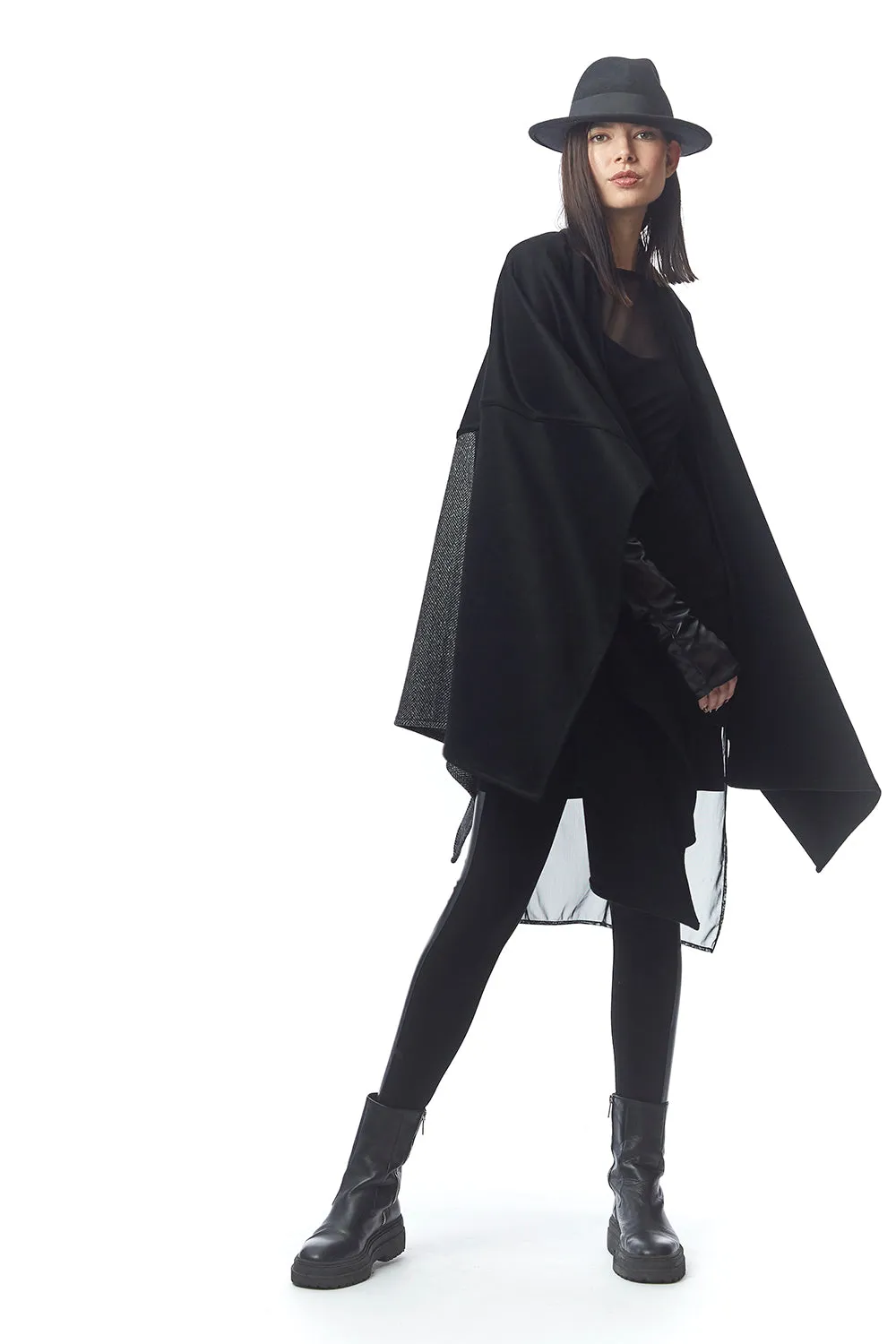 Padova Poncho Nero (Solid)   Menswear Chevron Stripe