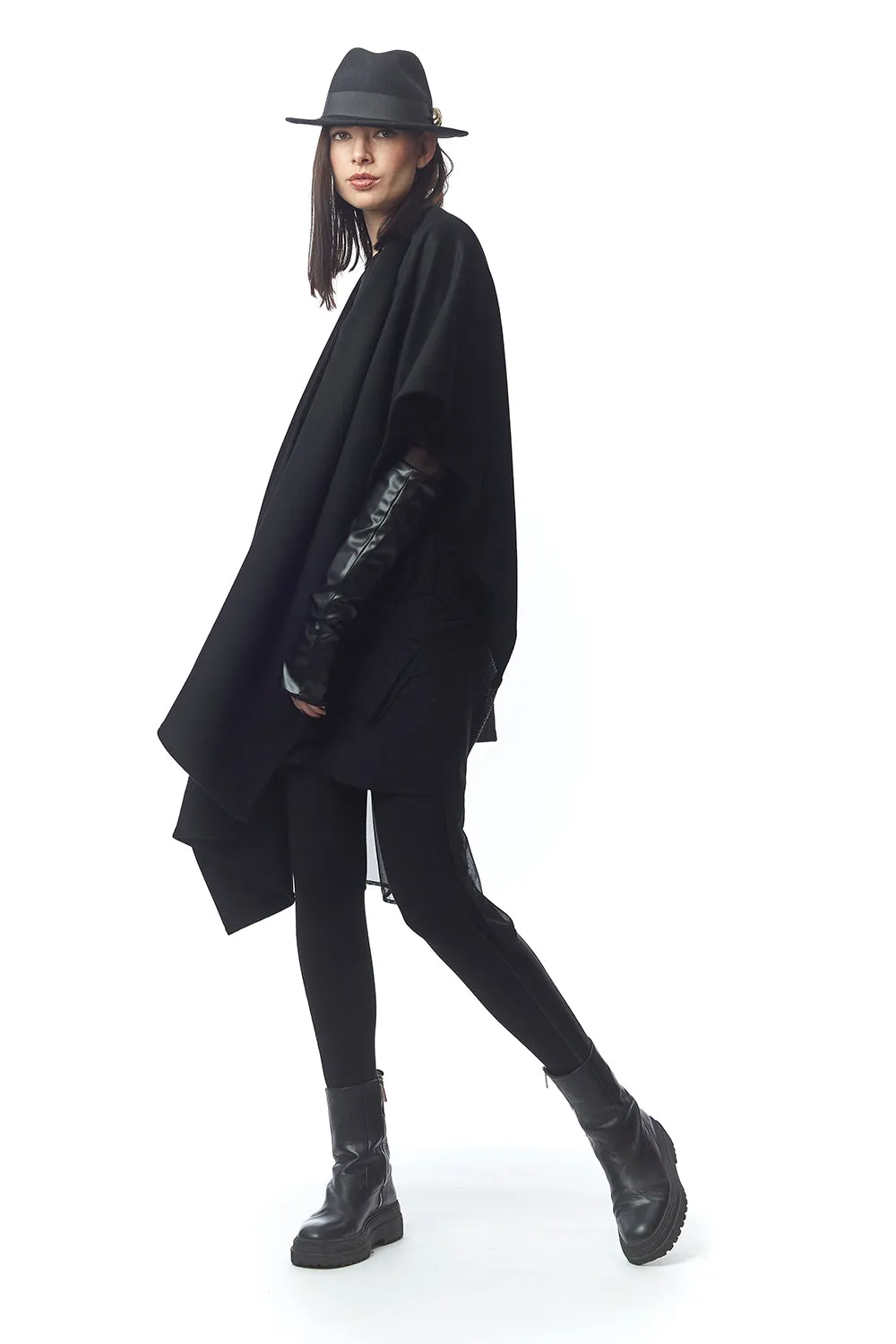 Padova Poncho Nero (Solid)   Menswear Chevron Stripe