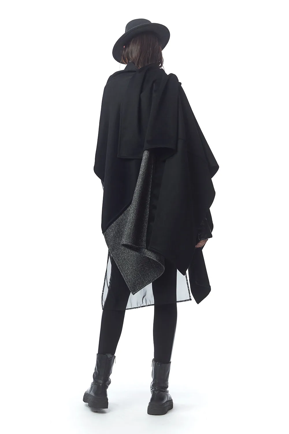 Padova Poncho Nero (Solid)   Menswear Chevron Stripe