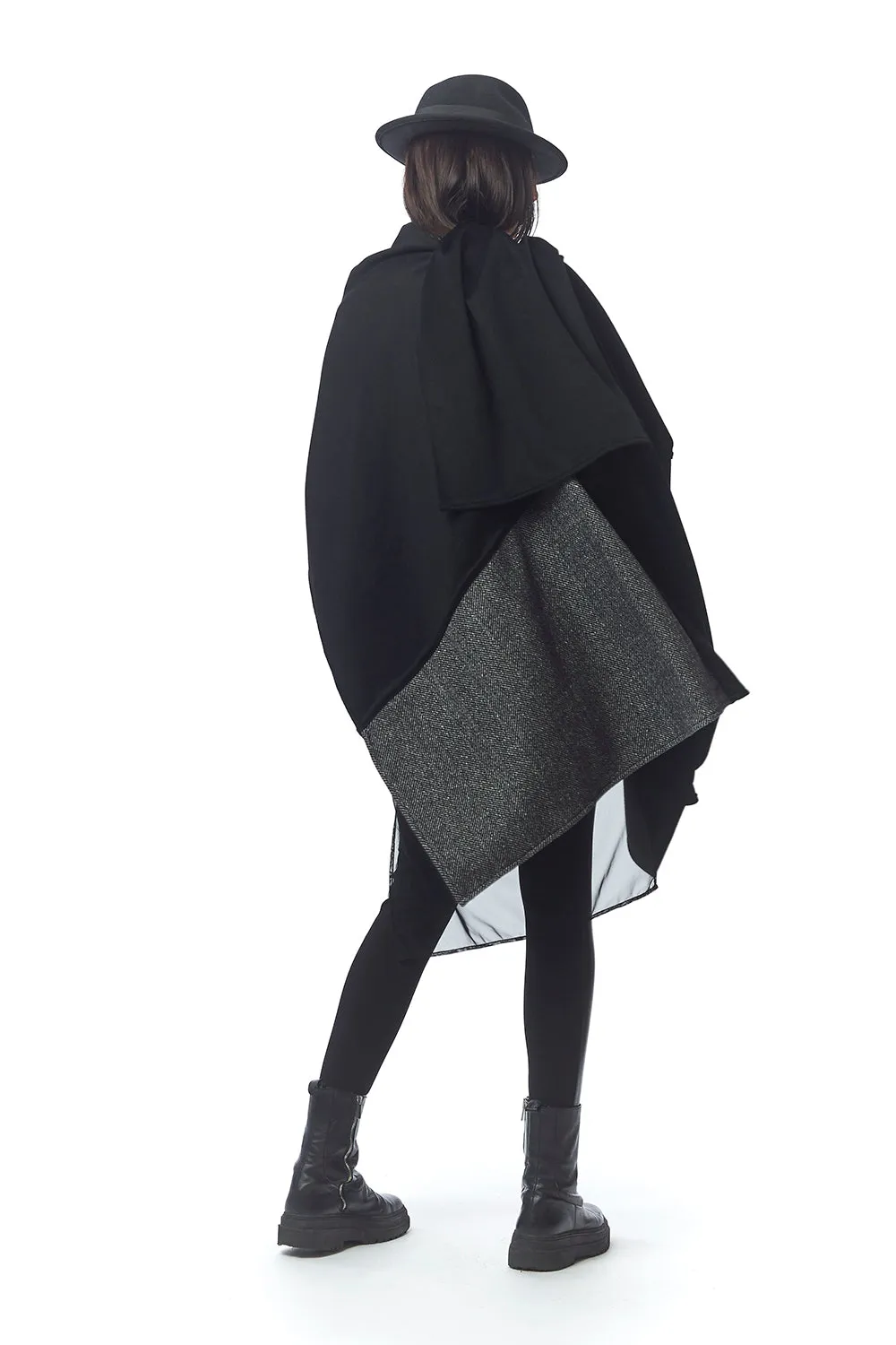 Padova Poncho Nero (Solid)   Menswear Chevron Stripe