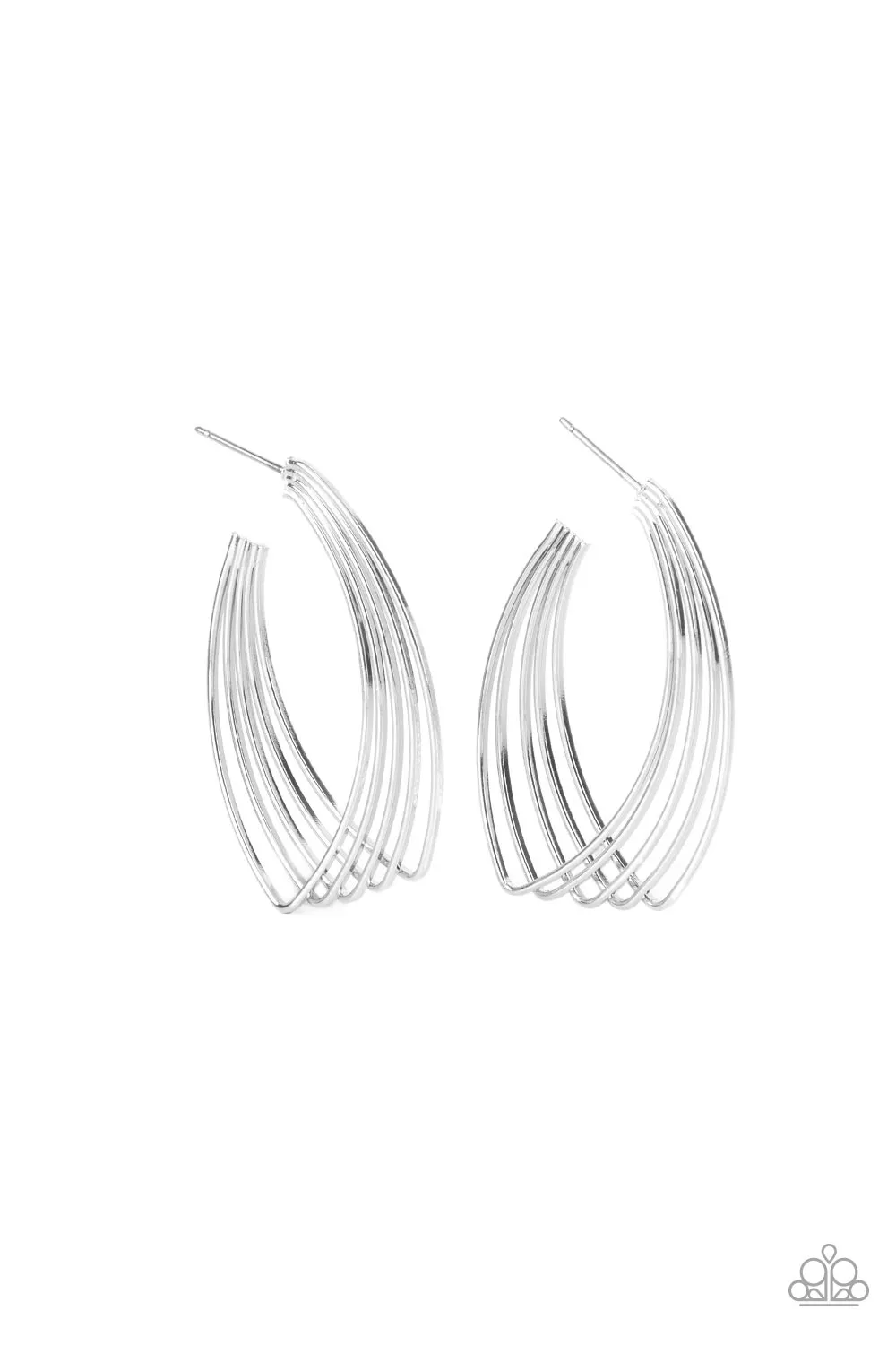 Paparazzi Industrial Illusion - Silver Hoop Earrings