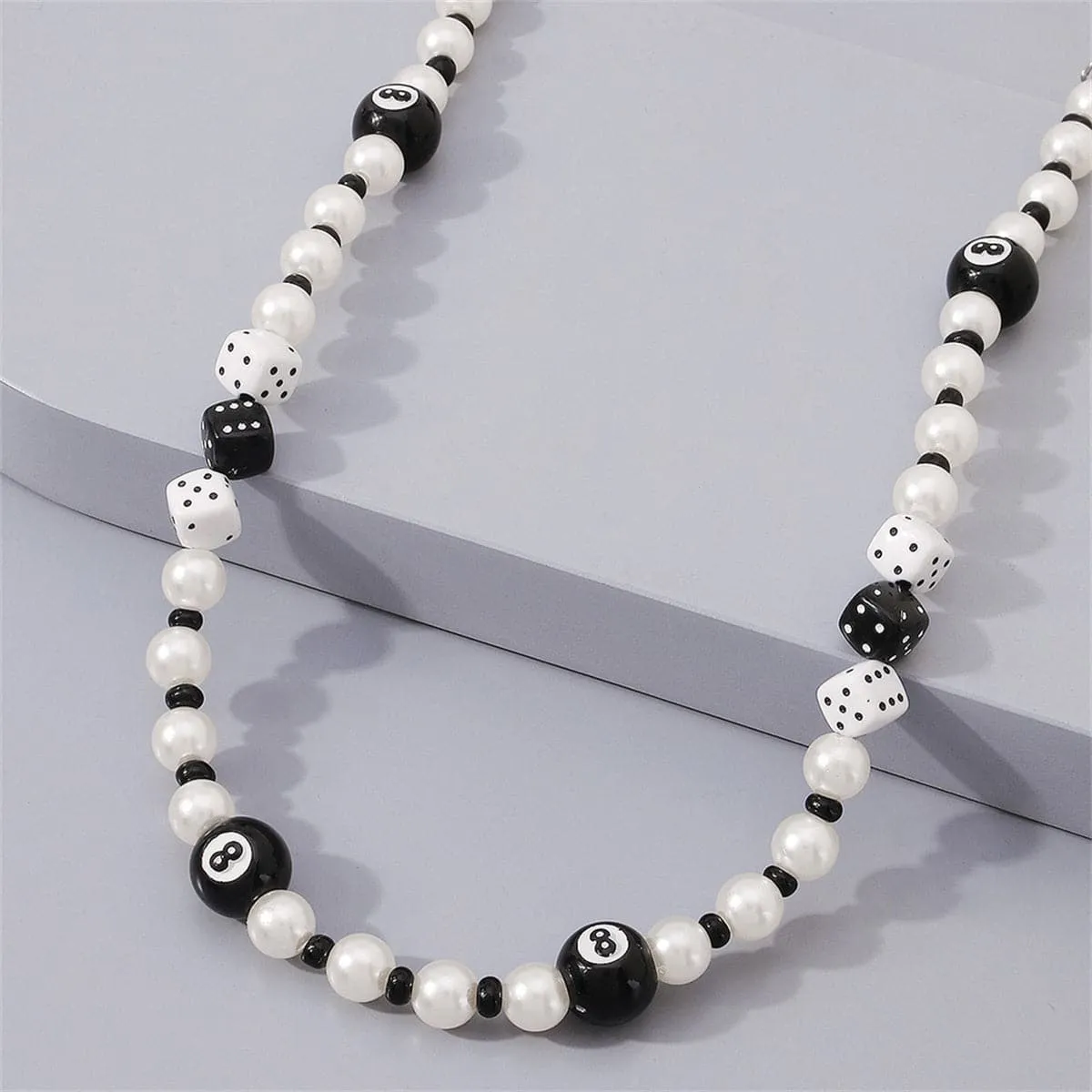 Pearl & Howlite Dice Beaded Necklace