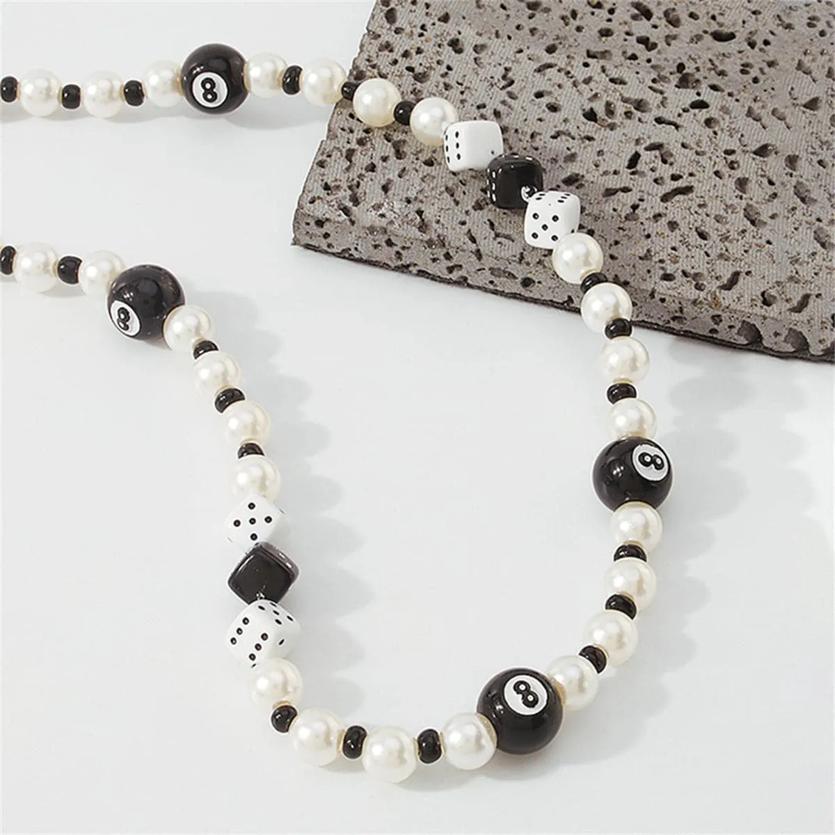 Pearl & Howlite Dice Beaded Necklace