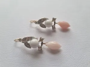 pink tippy toes | rhinestone and pink opal earrings