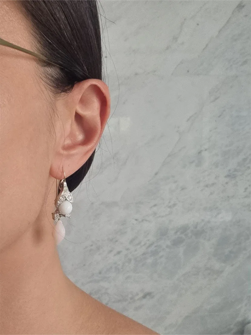 pink tippy toes | rhinestone and pink opal earrings