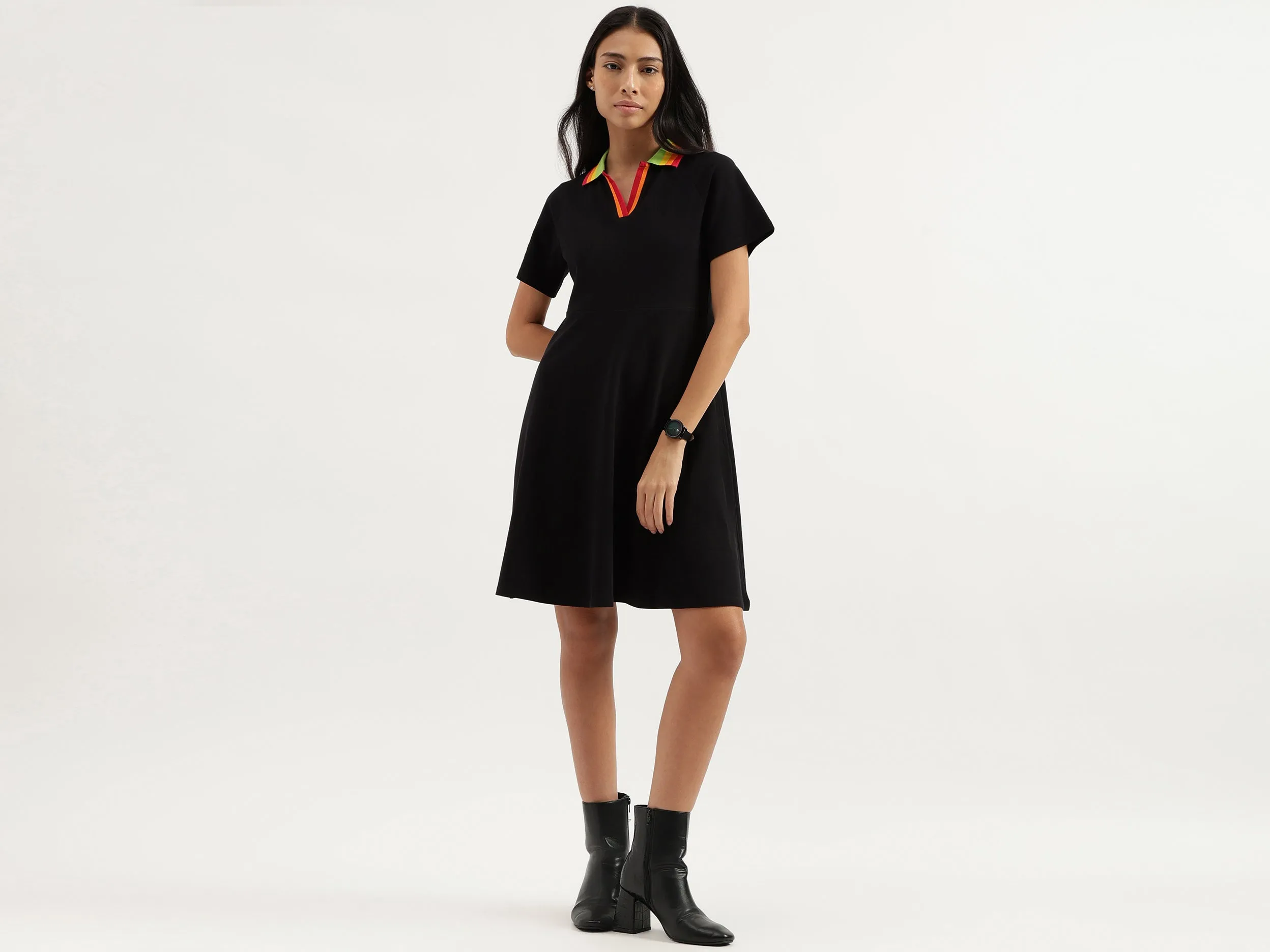Polo Neck Solid Dresses