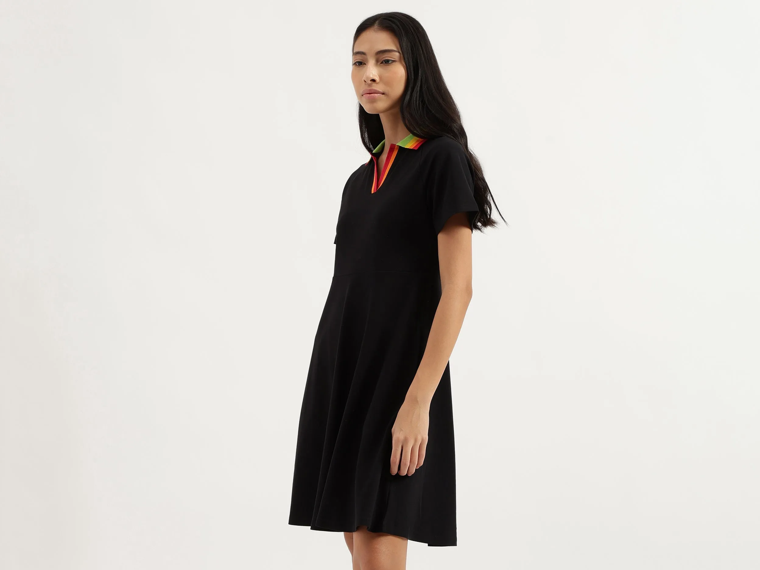 Polo Neck Solid Dresses